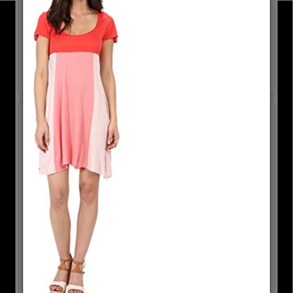 Lacoste Short Sleeve Color Block Slub Jersey Dress